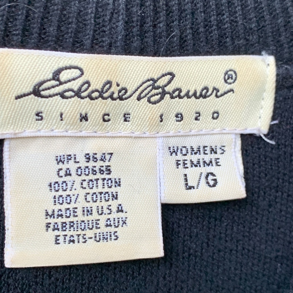 EDDIE BAUER Women’s Black Cotton Mock Neck Long Sleeve Sweater - Picture 2 of 6